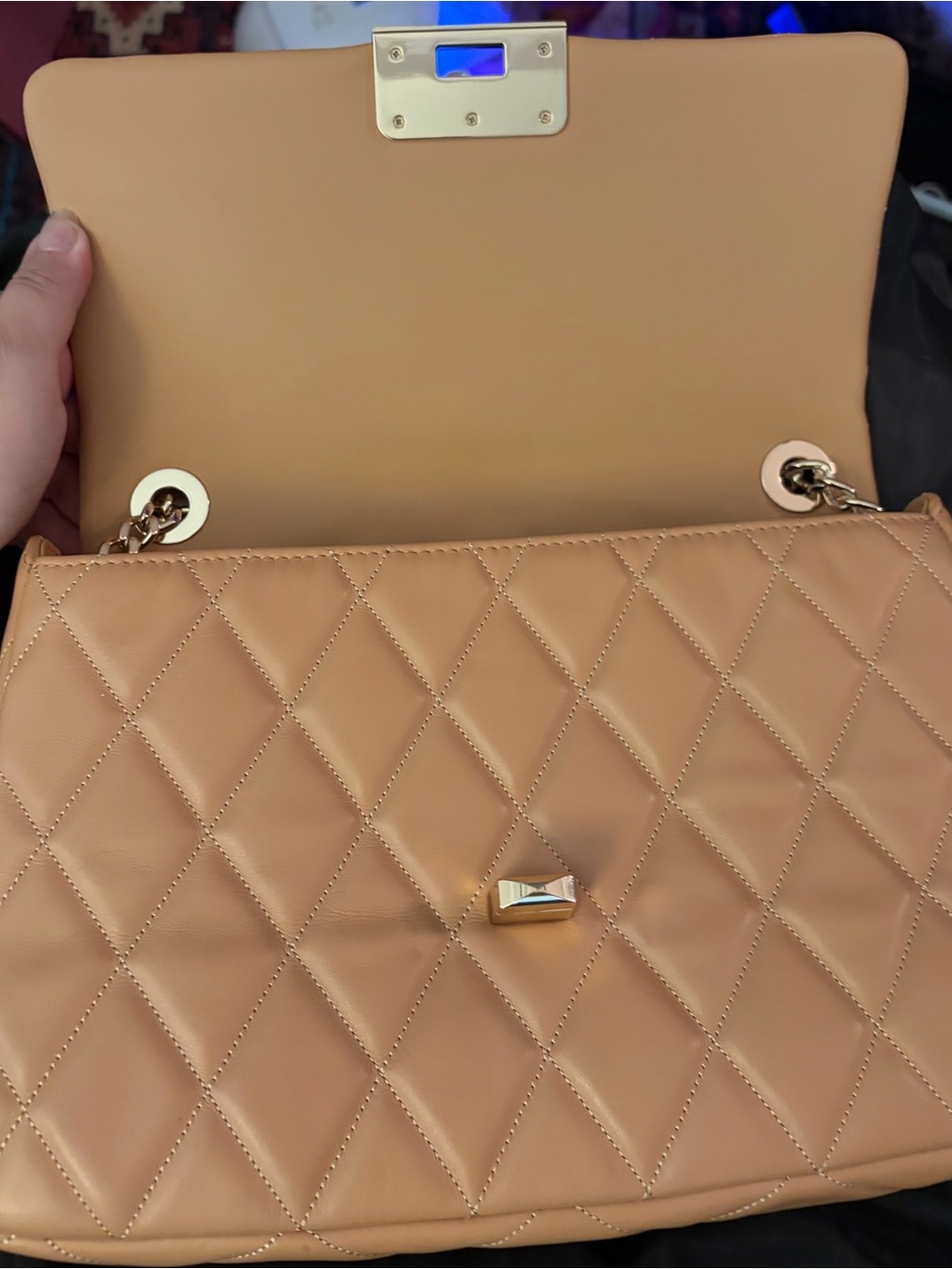 kate spade Quilted Leather Shoulder Bag in Beige Peach with Gold Hardware - Picture 2 of 10